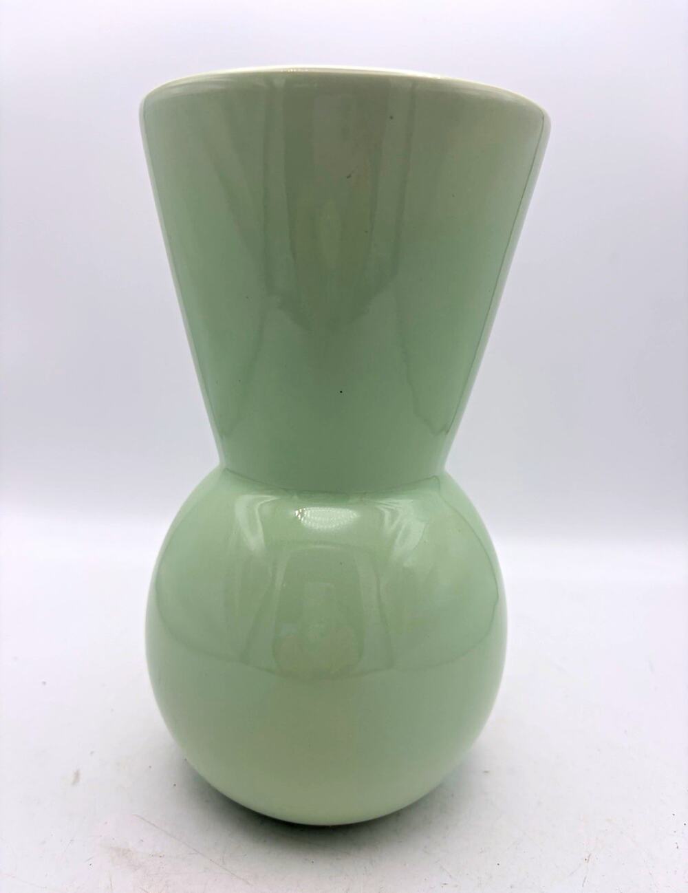 The Bouqs Co. green solid glossy finish vase. Printed backstamp.